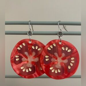 Peach Beast Tomato Slice Earrings